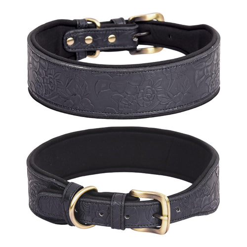 Vintage Leather Dog Collar - Adjustable & Breathable
